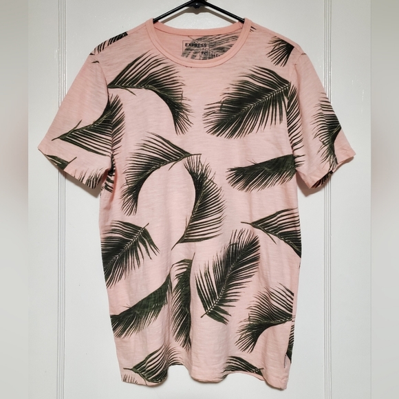 NWOT Express palm print men's tee sz M - Picture 1 of 7